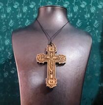Christian pendant cross, wooden Orthodox Christian Jesus Christ cross pe... - $8.00