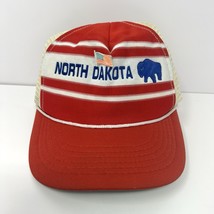 Vintage North Dakota Mesh Trucker Rope Hat Cap Striped Buffalo USA Flag ... - $24.70