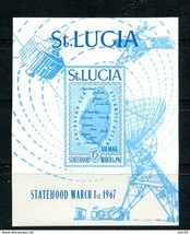 Map of St. Lucia 1967 Sc C1 Imperf Souvenir Sheet Cv $50 - £7.78 GBP