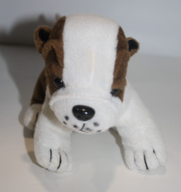 Oriental Trading Bulldog Dog Beanbag White Brown Plush 7&quot; Stuffed Soft Toy Small - £10.65 GBP