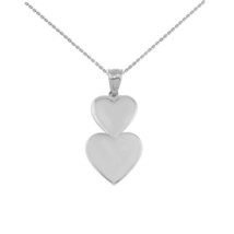 925 Sterling Silver Two Stacked Hearts Love Pendant Necklace - £24.04 GBP+