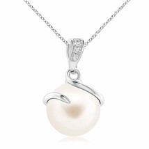 Authenticity Guarantee 
ANGARA Freshwater Pearl Spiral Pendant with Diamonds ... - £423.73 GBP