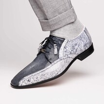 Lucca Stingray and Ostrich Dress Derby's Shoes Gray Newspaper image 10