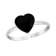 Cute Heart Black Onyx .925 Silver Toe/Pinky Ring - £8.99 GBP