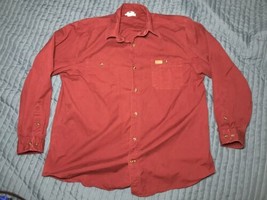 Carhartt Men&#39;s Heavy Button Up Long Sleeve Shirt Size XL Red - $19.80
