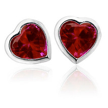 3mm - 6mm Heart Red Ruby Screw Back Earrings 14K White Gold For BABY-CHILD-ADULT - £13.05 GBP