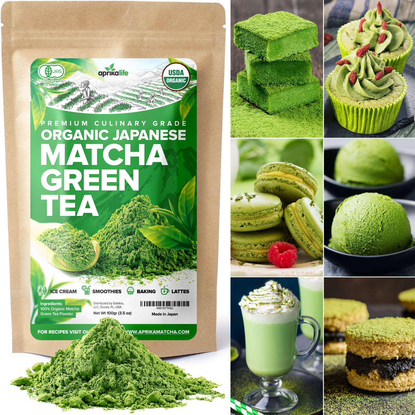 100% ORGANIC JAPANESE MATCHA GREEN TEA POWDER - Premium Grade - 50 Serving