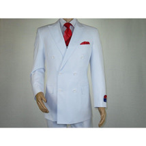 Men Apollo King Double Breasted Suit Classic Peak Lapel Pleated DM26 White image 13