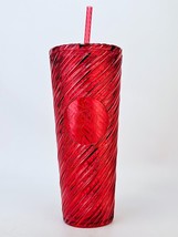 Starbucks Christmas 2024 Red Swirl Stripe Venti Tumbler 24oz Cold Cup Winter New - £20.15 GBP