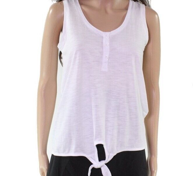 Style Co Womens Petite PXL Bright White Henley Front Tie Tank Top NWT N21 - $15.67