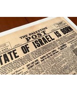 1948 PALESTINE POST STATE OF ISRAEL IS BORN 18X24&quot; POSTER stand with Israel - $83.26