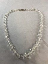 Vintage Graduated Crystal Beaded Necklace With Sterling Clasp 18”L - £23.23 GBP