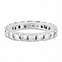 2.40ct Moissanite Round Cut Eternity Wedding Band Ring Size 6 14k White Gold - £474.33 GBP