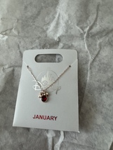 Disney Parks Minnie Mouse Faux Garnet January Birthstone Necklace Gold Color image 2