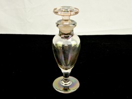 Urn Shape Vanity Perfume Bottle, Footed w/Hexagon Stem, Vintage Carnival Glass - £19.60 GBP