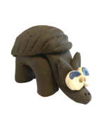 Artisan Made Hand Crafted Clay Armadillo Sculpted Figurine Brown - $14.24