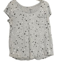 Gap Easy Confort Womens Tshirt Gray Large Knit Cotton Cap Sleeve Bird Pu... - £11.05 GBP