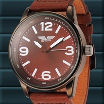 NEW Deporte 9721 Men&#39;s Curve Series Genuine Leather Casual Brown / White Watch - £13.41 GBP