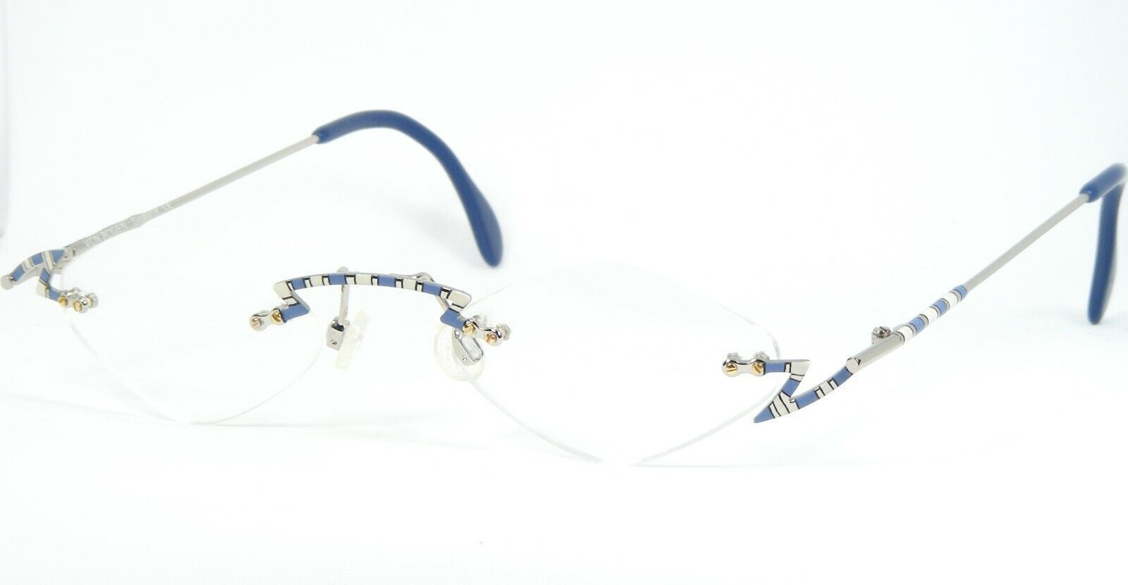 vonBogen VB-133 Col.b Bleu/Blanc/Argent Lunettes Von Bogen 49-20-140 - $138.71