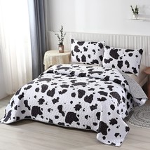 Black And White Cow Print Quilt Set Reversible Bedroom Decorations For Kids And  - £52.50 GBP