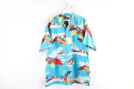 Vintage 70s Rockabilly Mens LT Distressed Looped Collar Hawaiian Button Shirt - £63.26 GBP