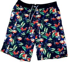 Men&#39;s Swimwear trunks DC sz 32 polyester parrots tropical drinks beer luau - £12.51 GBP