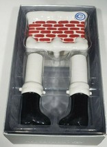 Dept 56 Ceramic Santa Boots in Chimney Salt Pepper Shaker Set Christmas IOB - £11.69 GBP