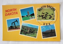 Postcard North Dakota Collage Points of Interest Oil Wells Buffalo Landscape - £5.45 GBP