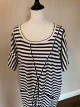 NWOT SEE by CHLOE Cotton Blend Blue White shift Dress SZ 6 - $78.21