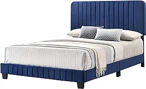 Glory Furniture Lodi Velvet Upholstered King Bed in Navy Blue - $500.99
