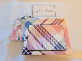 JEN &amp; CO Lena Coin Purse ID Holder Key Ring Vegan Leather Wallet 4.5&quot; x 4&quot; - £15.71 GBP