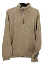 Oscar De La Renta Sherpa Lined Collar Khaki 1/4 Zip Pullover Sweater Size XL - £22.67 GBP