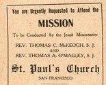 Vtg 1907 San Francisco California Ca S.Paul&#39;s Chiesa Pubblicità Handbill - $24.53