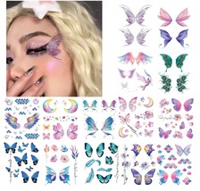 14 Sheets Glitter Butterfly Temporary Tattoos Sticker - £24.71 GBP