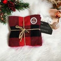 Buffalo Plaid Coasters set of 6 Red and Black Rustic Farmhouse Holiday 4&quot; NEW - £13.37 GBP