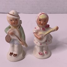 Vintage Ceramic Girl And Boy Playing Guitar Figurines Stamped 5070A and 5071A - £6.38 GBP