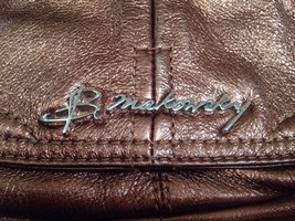 B Makowsky Metallic Copper Bronze Leather Chunky Chain Shoulder Handbag Purse - £111.64 GBP