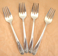 Rogers IS Daffodil Salad Forks Lot of 4 Silver Plate 6.75&quot; Vintage - £9.13 GBP