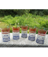 5 Vintage Anchor Hocking Betsy Ross Glass Tumblers Red White and Blue St... - £41.19 GBP