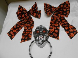 Halloween ribbons bows &amp; vintage skull Door Knocker  ☠ Halloween Decorations - £7.11 GBP