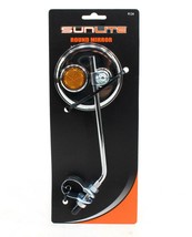 SUNLITE Round 3&#39;&#39; Chrome Mirror w/ Orange Reflector Lowrider Bike Old Sc... - $29.99