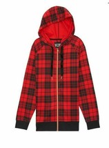 Victoria Secret Buffalo Plaid Sport XS Zip Up Hoodie (oversized loose fit) - £36.52 GBP