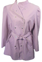 Saxton Hall Women&#39;s Size 16 Double Breasted Trench Coat Rain Jacket Purple Snaps - £11.57 GBP