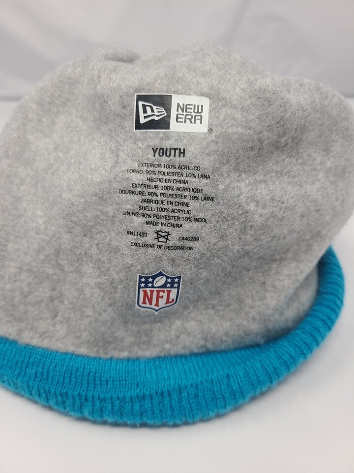 Carolina Panthers New Era Youth Beanie Knit Winter Hat Cap Pom Cuffed NFL Item image 3