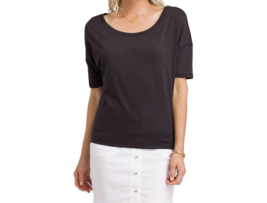 New Womens PrAna NWT S Lurie Top Black Tee SS Soft Organic Shirt Slub Knit Relax - £59.35 GBP