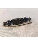 Antique Whitby Jet &amp; Multi Faceted Glass Bead Brooch - $552.60 CAD