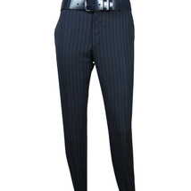 Men Suit BERLUSCONI Italian Wool 180's Pin Stripe One Button Peak UGS95-01 Navy image 9