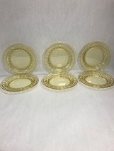 Gold Thumbprint Depression Glass 6 plates 8.5 inch Vintage Mid century - £34.94 GBP