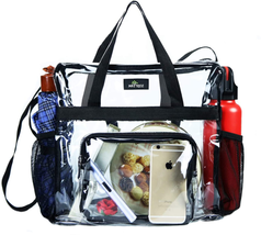 Clear Bag Stadium Approved Transparent Bag For Work Sports Games  Black-l NEW - £23.55 GBP
