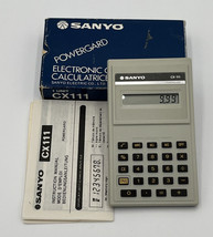 Vintage Sanyo CX111 Powergard Electronic Calculator complete w Box &amp; Manual - £7.76 GBP